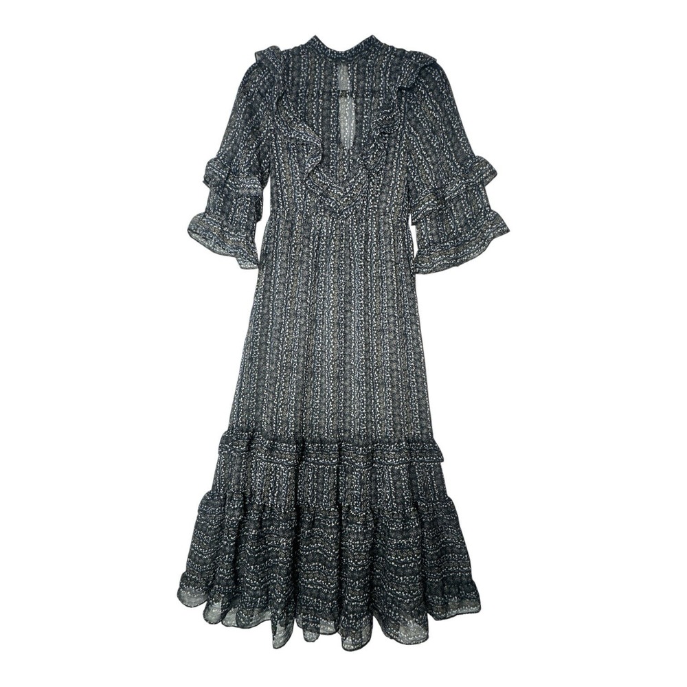 Christy Dawn Bijou Maxi Dress Women's XS Hippie Bohemian Luxury Sheer 3/4 Sleeve